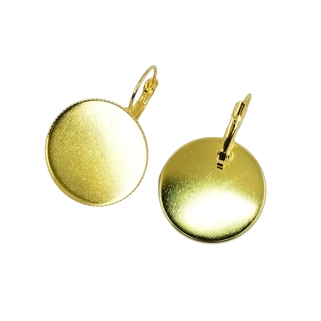 12 Pieces Earrings Round Cabochon Empty Base Bezel Earring Tray Cameo 25mm DIY Resin Base Findings