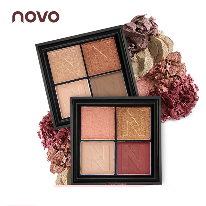 

NOVO Brand 4 color Eyeshadow Palette Matte Shimmer Makeup Maquiagem professional eye shadow Waterproof Pumpkin color earth color