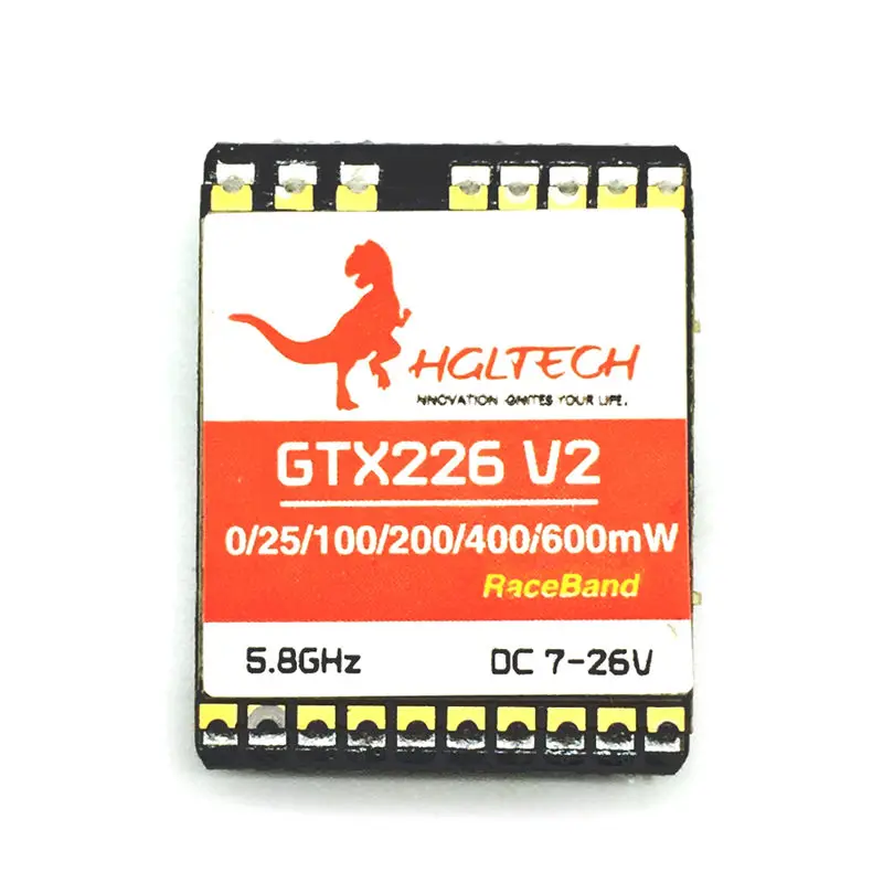 

HGLRC GTX226 V2 5.8G 48CH PIT/25mW/100mW/200mW/400mW Switchable FPV Transmitter VTX RP-SMA Female For RC Model Multicopter