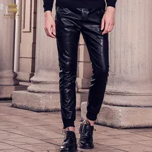 Fanzhuan Новые Модные мужские повседневные облегающие брюки кожаные штаны осень-зима тонкие для мужчин из искусственной кожи 718224