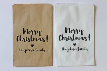 

personalized Merry Christmas popcorn candy Buffet lolly bags New Year Bakery Cookie goody gift Favors pouches