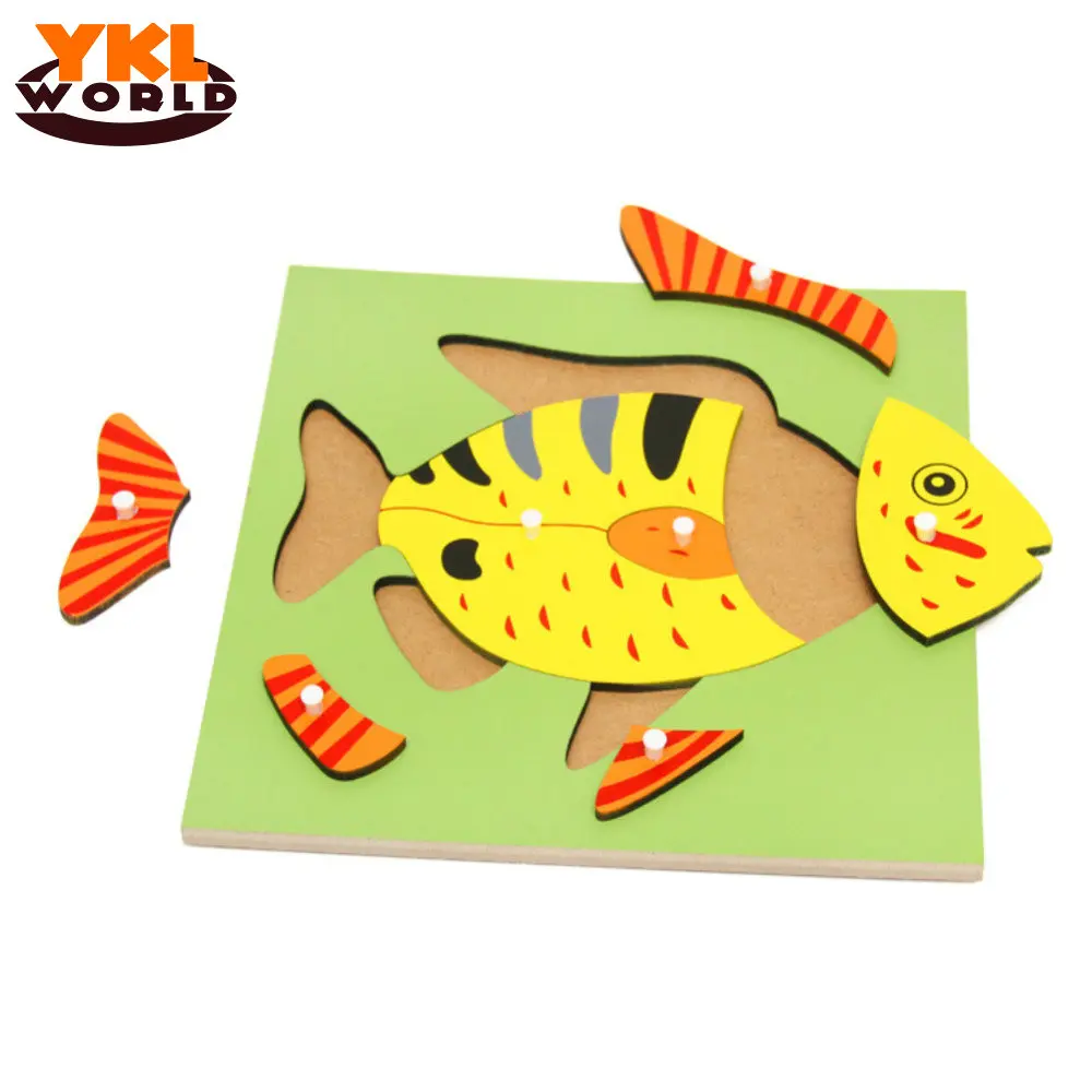 

YKLWorld Montessori Nature Puzzle Cartoon Frog/Horse/Fish/Tree/Flower Panel Wooden Jigsaw Board Educational Game Kid Fun Toy -48