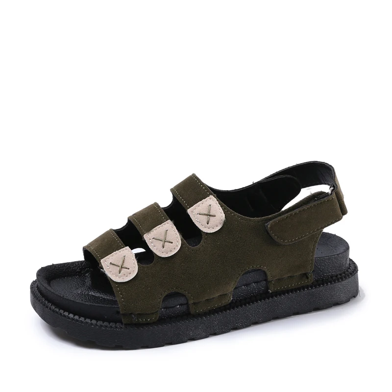 

2019 Big Size Women's Sandals Summer British Fashion Suede Leather Beach Shoes Women Massage Non-Slip Large Slippers Flats