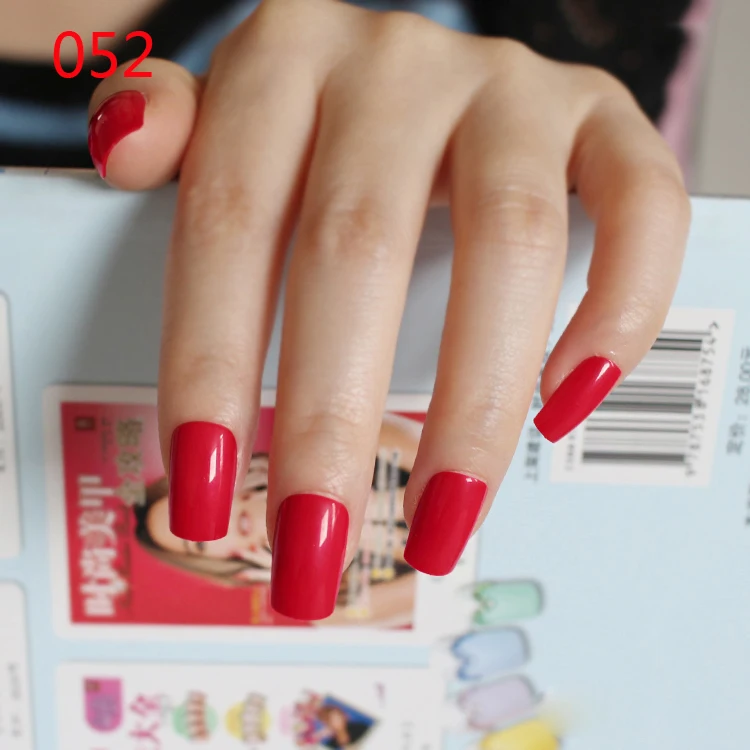 Big Red Fake Nails Long Shiny Candy False Nail Tips Full ...