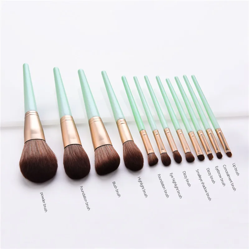 

12pcs/lot Makeup Brush Set NEW High Quality Green Wood Handle For Powder Painting Eyeshadow Concealer Make Up Brush Tools T12085