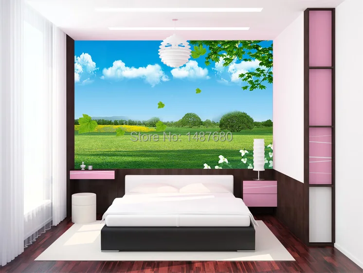 

beibehang Any Size Blue sky white clouds Tv background wall paper silk cloth 3d seamless mural Customize photo wallpaper roll
