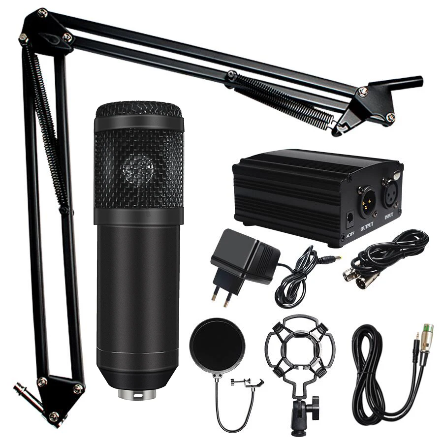 Kits de Microfone para Gravação de Estúdio Profissional Microfone Karaoke Condensador Pacote Computador bm 800