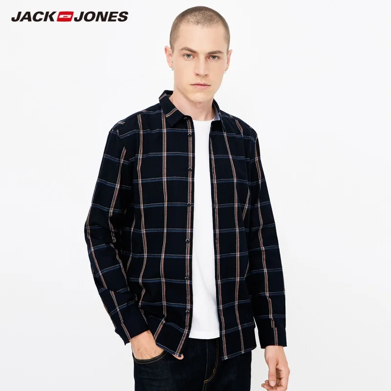 JackJones Мужская рубашка с длинными рукавами из хлопка 218305555