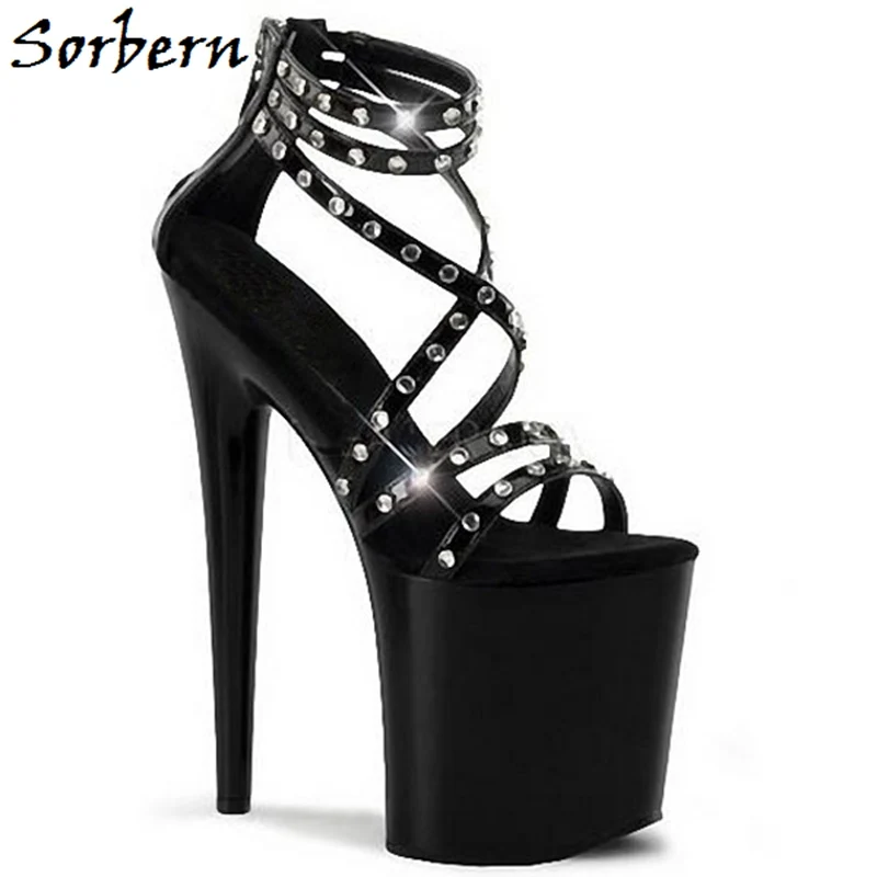 

Sorbern Platform Studded Sandals Open Toe Heels Custom Color Designer Brand Summer Shoes For Ladies Size 10 Sandals Zipper