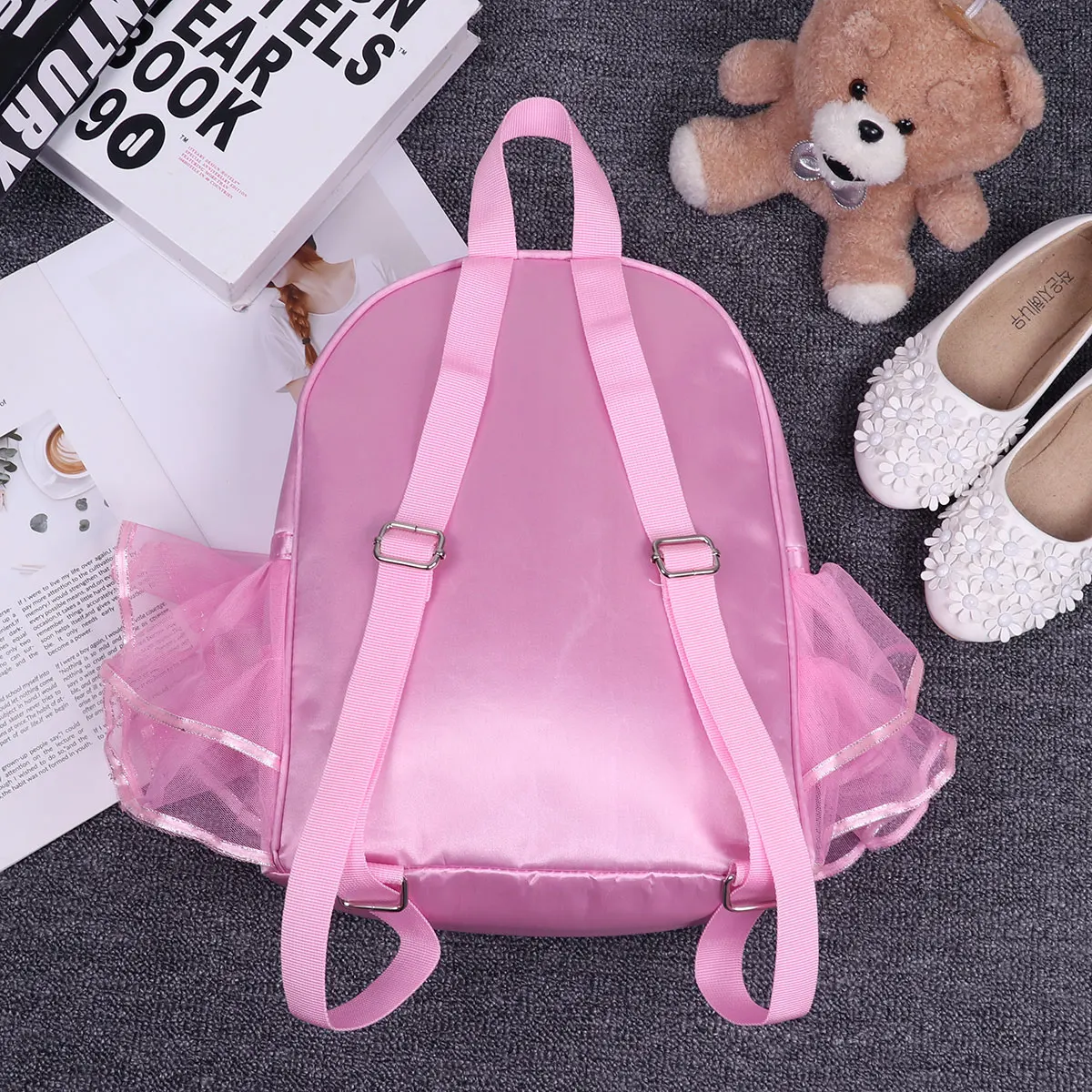 ChicTry/детский розовый рюкзак для балета и танцев для девочек, рюкзак с вышивкой и рюшами для школьников, рюкзак для детей, Танцевальный класс, сумки на плечо