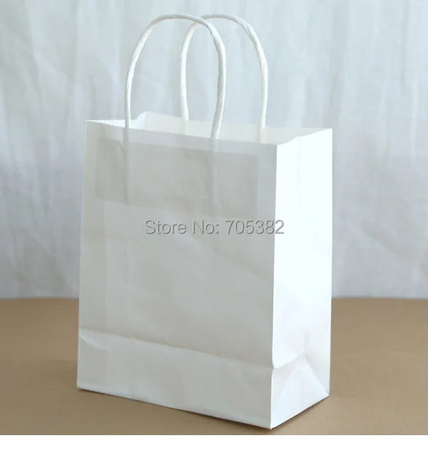 10 шт./лот Размеры: 18x15x8 см элегантные белые Бумага мешочек маленький Размеры Kraft подарочные пакеты с ручкой хорошее качество(SS-482