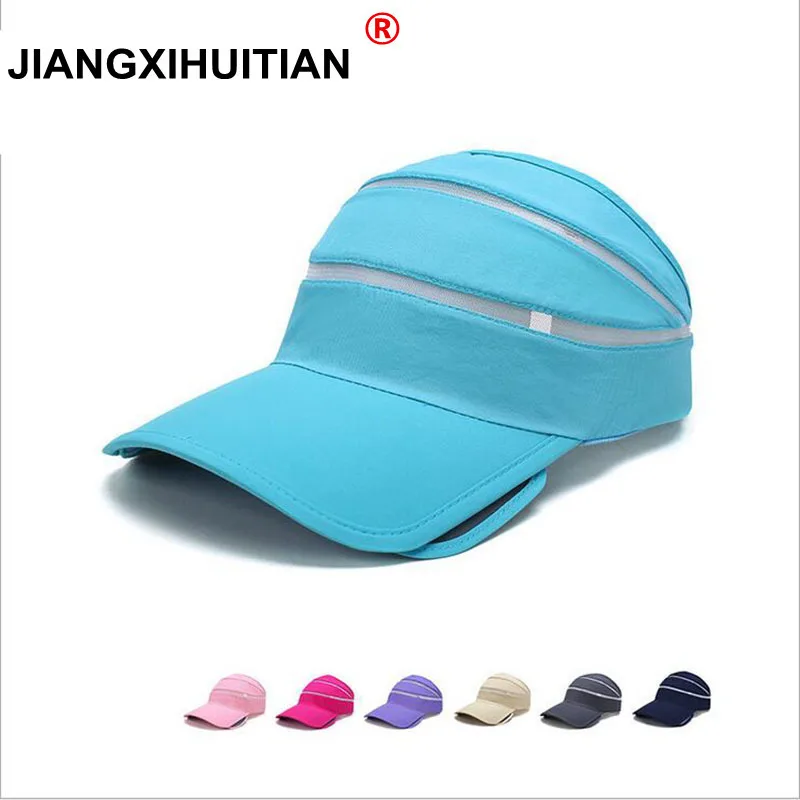 

2017 summer New Retractable Visor Female Summer Sun Empty Top Hats Quick-Drying Polyester Cap UV Sun Hat Woman Beach Caps