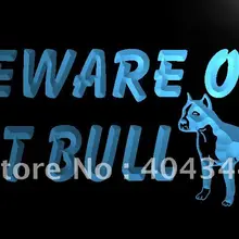 LB839-Остерегайтесь питбультерьер собака светодиодный неоновый свет знак