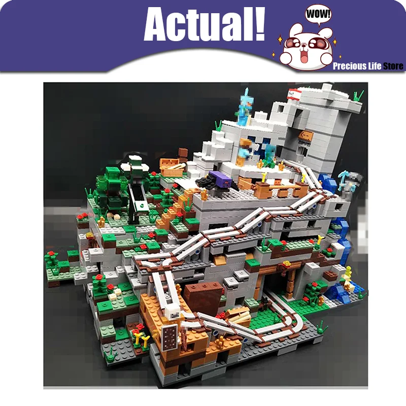 

2659PCS My world Minecraft Mountain Cave House Farm Mini Building Figures Block Bricks hot Toy For Children legoings 21137 Gifts