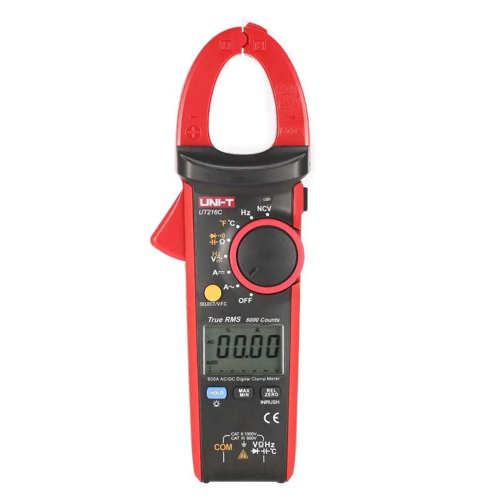 

UNI-T UT216C Multimeter 600A True RMS Digital Clamp Meter Auto Range Volt Amp Ohm Frequency Capacitance Temperature Tester