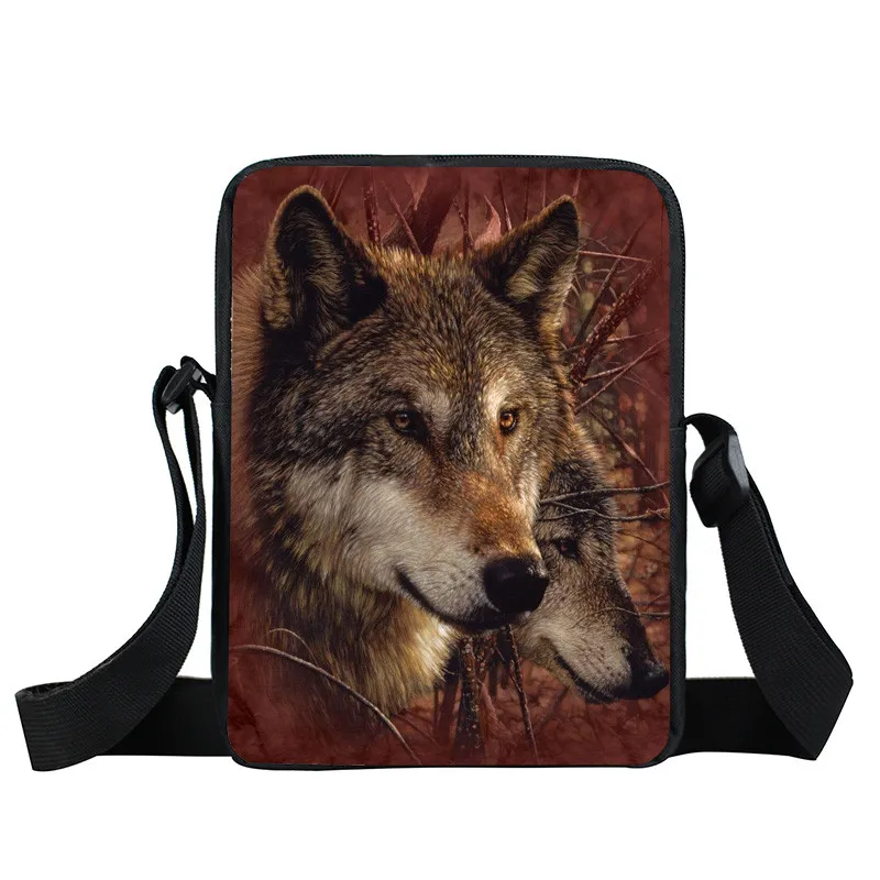Зимняя сумка на плечо с изображением волка, женская сумка с изображением щенка из мультфильма, сумки-мессенджеры с воющим волком для подростков, маленькая сумка через плечо, детские дорожные сумки - Цвет: XKB LANG09