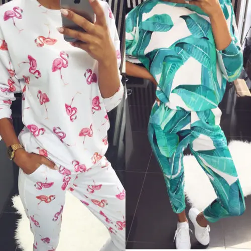 

Women Clothing Hoodies Long Sleeve Tops Pants Trousers Suit Set Loose 2Pcs Women Lady Clothes Set Casual