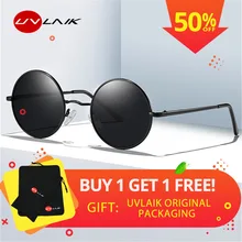 UVLAIK, классические, поляризационные, круглые солнцезащитные очки, мужские, маленькие, Ретро стиль, Джон Леннон, очки для женщин, брендовые, дизайнерские, для вождения, металлические очки