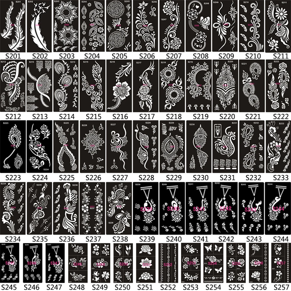 1 шт. трафарет для татуировок с вырезами из хны черный цветок паста рисования хной