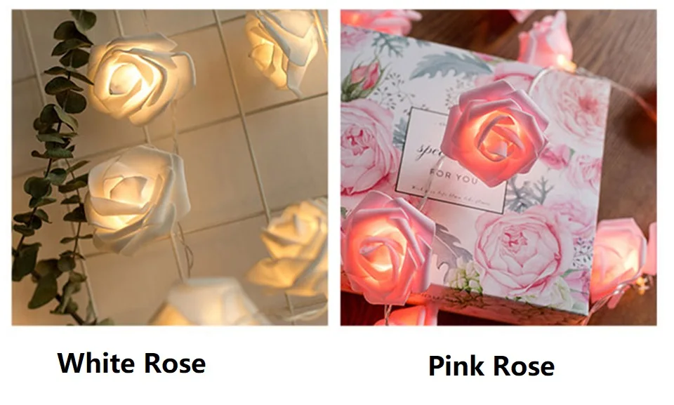 Романтическая роза светодиодный строка огни 20 светодиодный ночник лампы 3 м Фея Светодиодные ленты для свадьбы праздничное рождественские