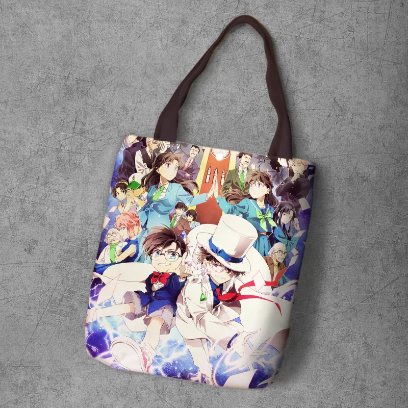 Detective Conan Cartoon Printed Recycle Canvas Shopping Bag Large Capacity Customize Tote Fashion Ladies Casual Shoulder Bags - Цвет: Image Color