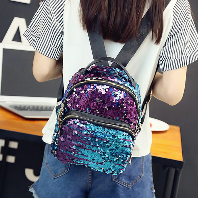 Women Sequined Backpack PU Leather Small Sequins Female Backpacks New Arrival Bling Designer Travel Girl Rucksack Mochila BP0198 (7)