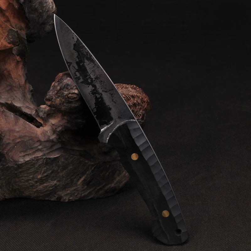 

Functional Chinese Short Sword Fully Handmade Spring Steel Straight Blade Hunting Knife very sharp Collecation Sword