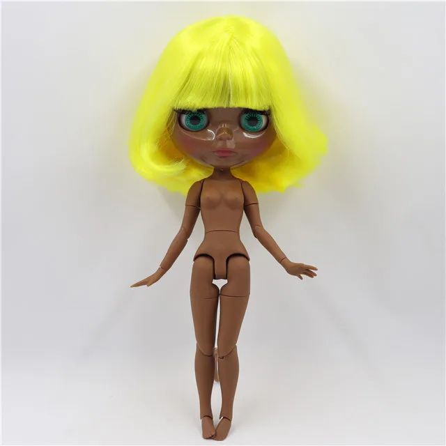 super black skin ICY fortune days factory blyth кукла супер черный тон кожи темная кожа короткие желтые волосы суставы тела 1/6 30 см BL3208 - Цвет: super black skin