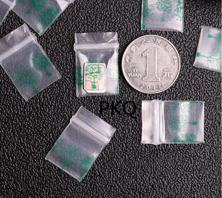 100 шт мини миниатюрная сумка с замком-молнией зеленого дерева, прозрачная пластиковая упаковочная сумка для ювелирных изделий, маленькие предметы, открывающийся мешочек