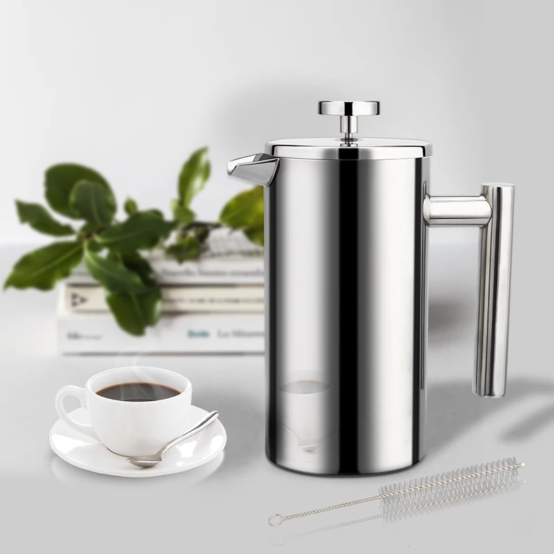 Online Französisch Presse Kaffee Maker Doppelwandige Edelstahl Kaffeebereiter Isolierte Kaffee Tee Maker Topf Geben Ein Filter Körbe