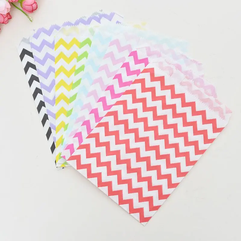 

Kraft Bag Chevron Popcorn Candy Decoration Wedding Favors and Gifts Guests Kids Bags Party Printed Paper Supplies Birthday Decor
