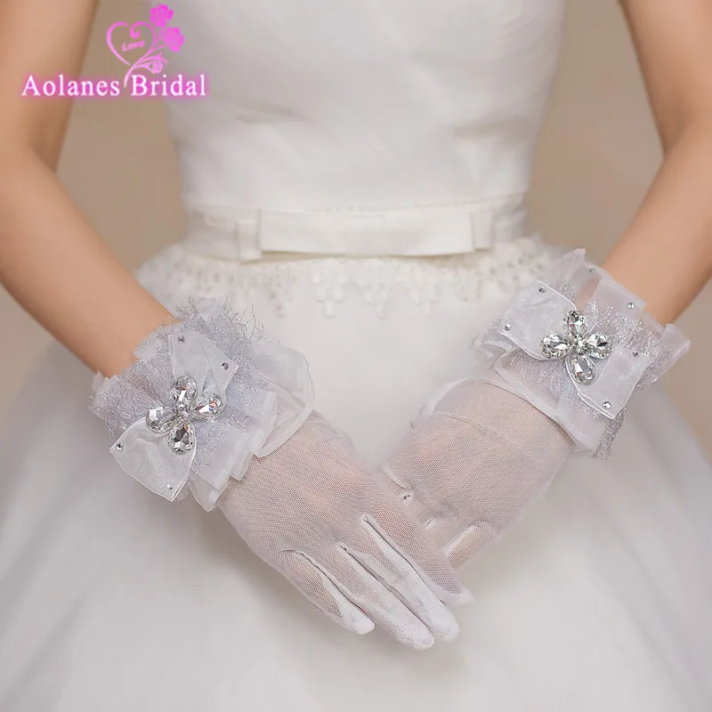 New Arrival Ivory Bow Tulle Wedding Gloves Wedding Accessories