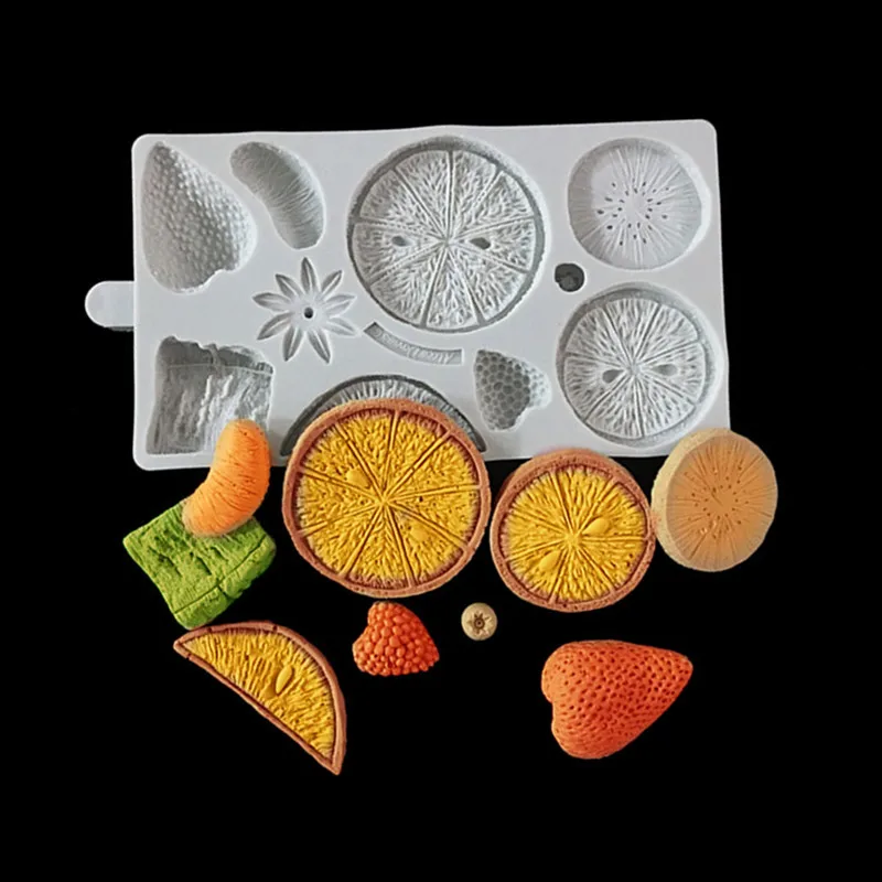 

New lemon strawberry shape silicone mold DIY fondant cake mold chocolate fudge tool baking utensils