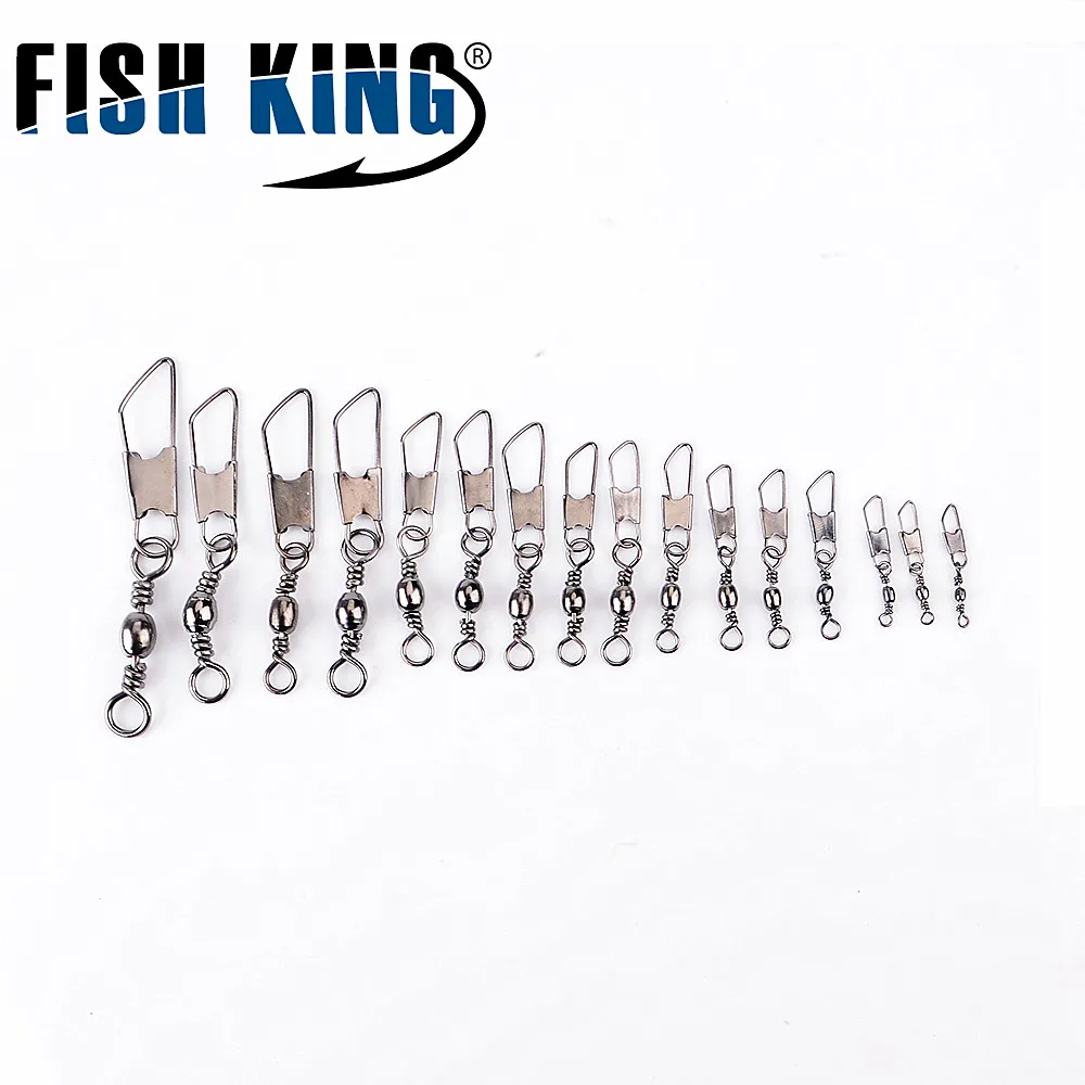 

FISH KING 10PCS/Lot 4#-22# Fishing Swivel Barrel Swivels With Safety Snap Fish Hook Lure Connector Terminal Fishing Tackle Shop