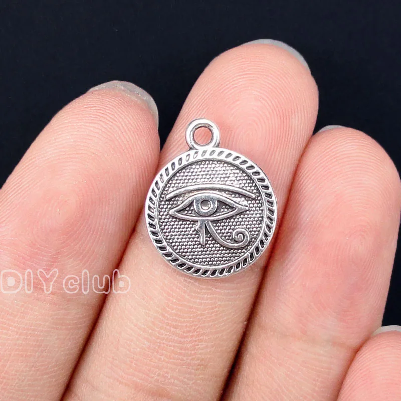 60pcs Antique из тибетского серебра и 2 сторонний Египетский Глаз Гора Подвески 18x15