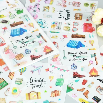 

6 pcs/lot Cute World Travel Cartoon Stickers Diary Scrapbooking Album Decoration PVC Stationery Sticker Label for Kids Gifts