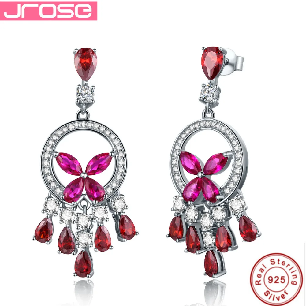  . Jrose 6.7ct classique poire coupe boucles d'oreilles 100% véritable 925 bijoux en argent Sterling