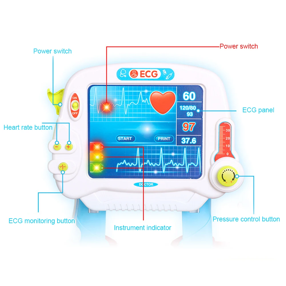 Электрическая электрокардиограмма, медицинские наборы, ролевые игры, стетоскоп, медицинский набор, игрушечная тележка для детей