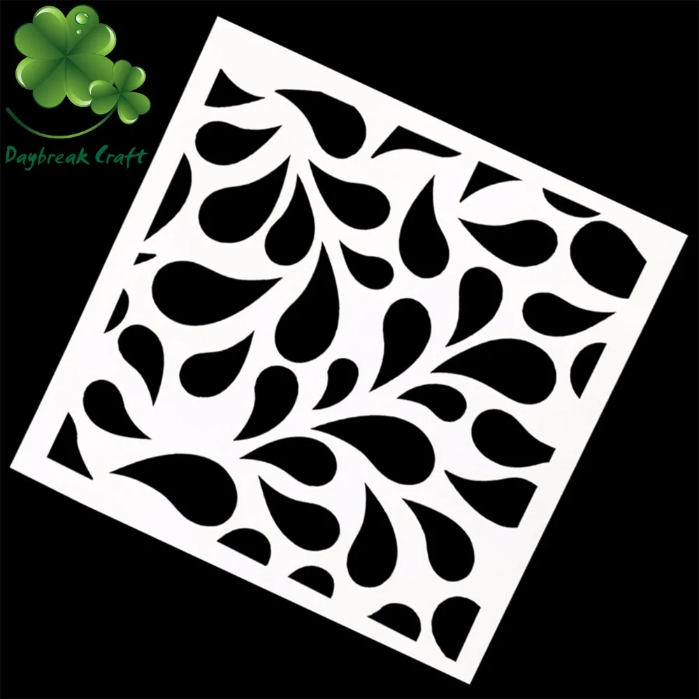 

(5.1x5.1 inch) Scrapbook Plastic spray mists Stencil tear drop flourish, Spray inks and paints imprint PET template scrapbooking