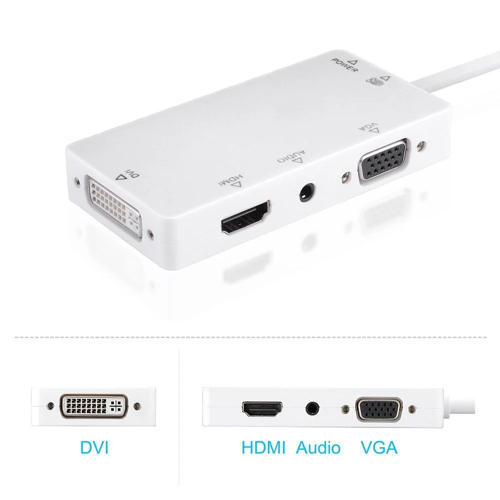 1080P Goldplated DP Mini DisplayPort to VGA/Audio/HDMI/DVI 4 in 1