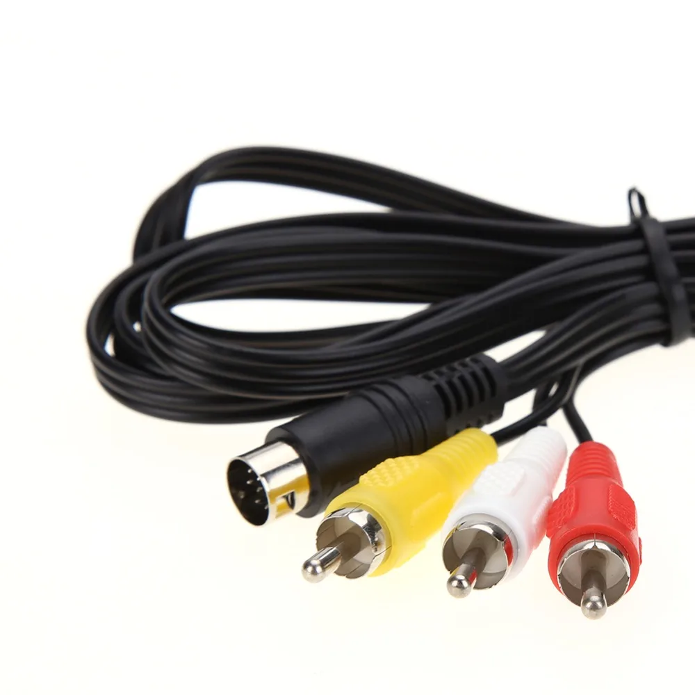 1,8 м Ретро-бит AV RCA аудио-видео кабель для sega Genesis 2 3 II III Соединительный шнур 3RCA до 9 pin никелированный штекер игровой кабель