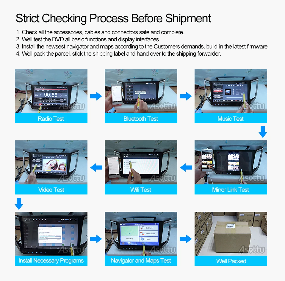 Perfect Asottu CIX459060 Android PX30  9.0 car dvd gps video radio player 1 din for Hyundai IX45 Santa fe 2013 car navigaton unit 19