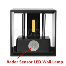 Затемнения светодиодный настенный светильник на открытом воздухе Водонепроницаемый IP65 радар движения Сенсор крыльцо настенная лампа для дома Бра декоративная подсветка для дома лампа