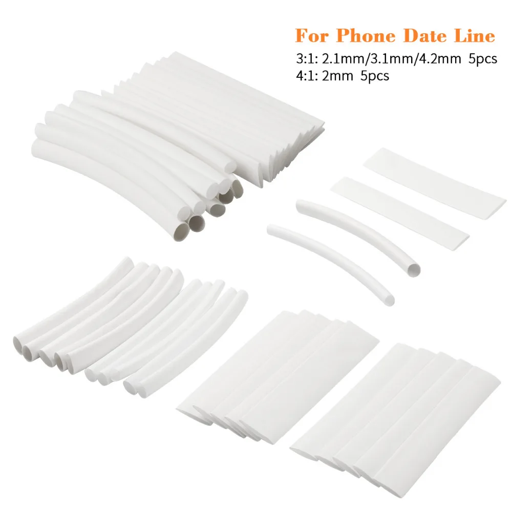 

20Pcs White Polyolefin 3/4:1 Heat Shrink Tube Insulation Shrinkable Tubes Wrap Wire For Phone Data Line Heat Shrink Tubing