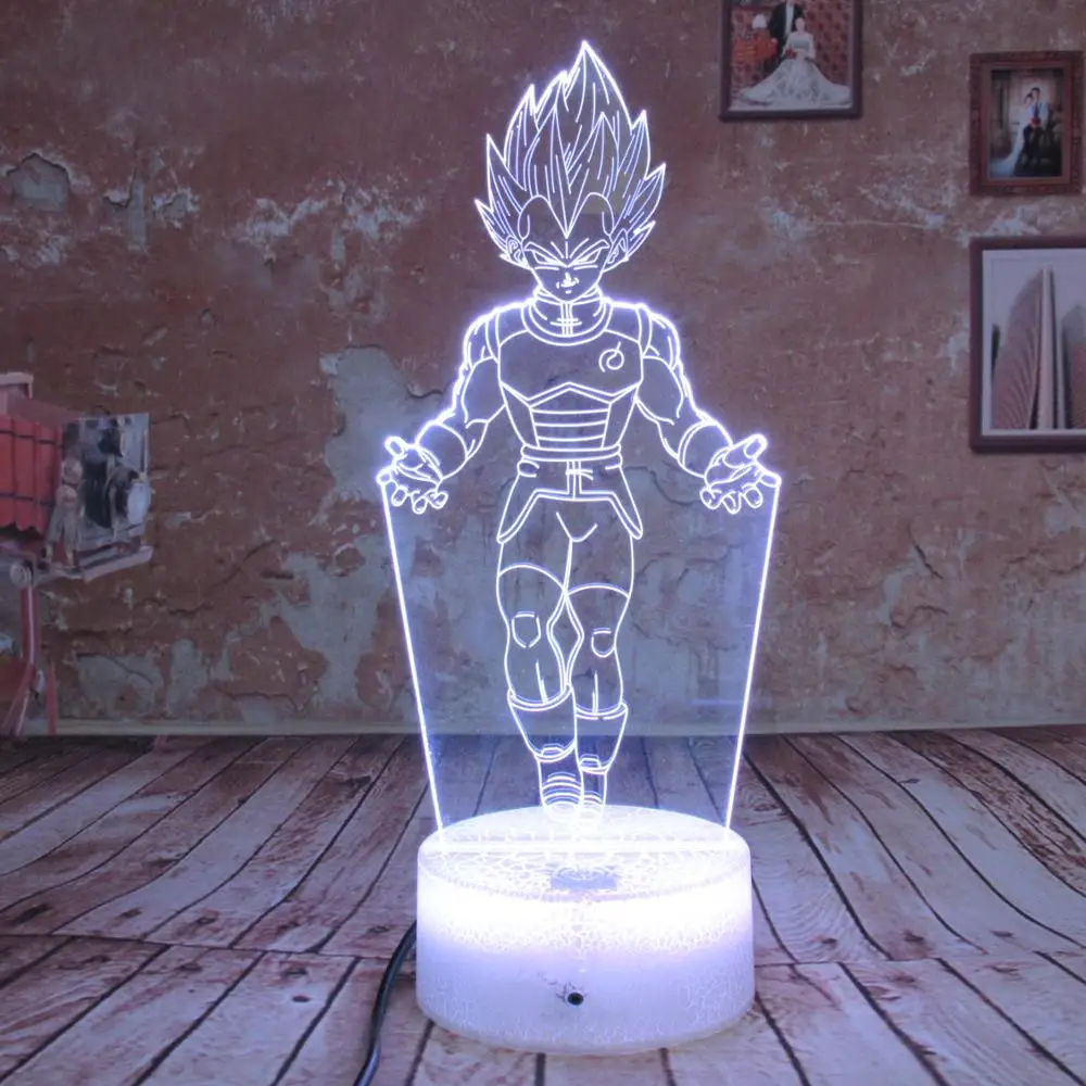 Dragon Ball Z Super Saiyan Goku 7 цветов Светодиодная лампа настольная с дистанционным