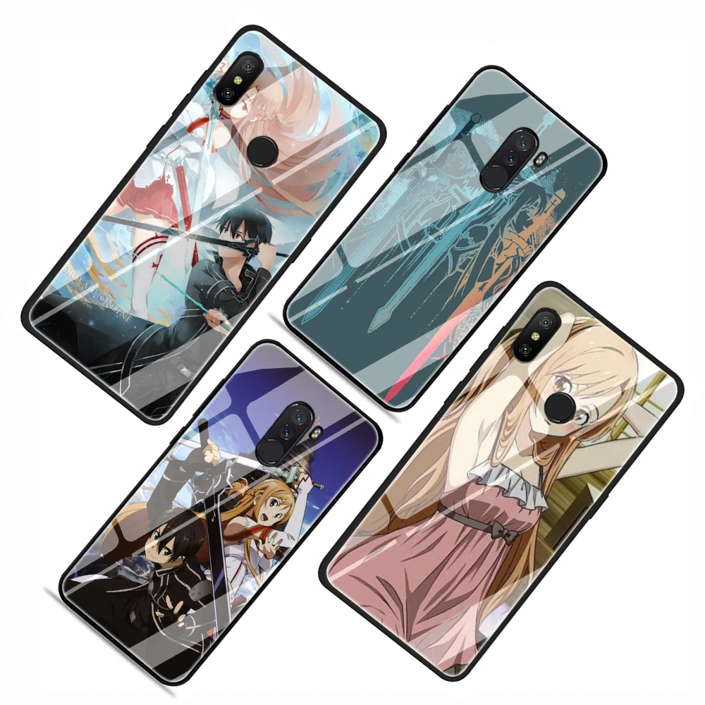 Sword Art Online SAO аниме, чехол из закаленного стекла для телефона Xiaomi mi 8 9 A1 5X A2 6X Red mi 4X 6A Note 5 6 7 Pro Pocophone F1