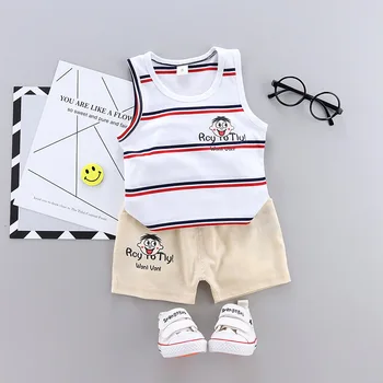 

Cute brand cartton fashion causal boys children summer vest shorts set