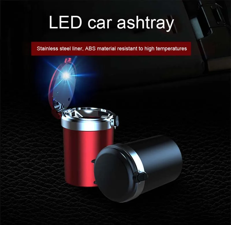 1 шт. Нержавеющая сталь Led синий свет пепельница для автомобиля многофункциональный с покрытие автомобиля бездымный курить держатель для стакана, хранение авто аксессуары