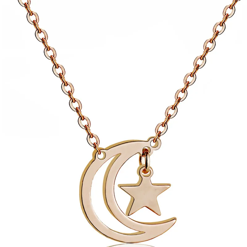 

Daity Star Moon Pendant Necklace Silver Titanium Steel Necklace Trendy Mujer Jewelry Mother's Day Gifts