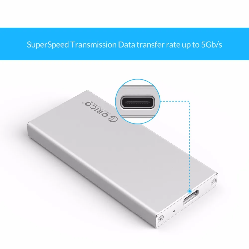 ORICO Алюминиевый USB C для mSATA SSD чехол USB3.1 mSATA жесткий диск Корпус SuperSpeed для Windows/Linux/Mac